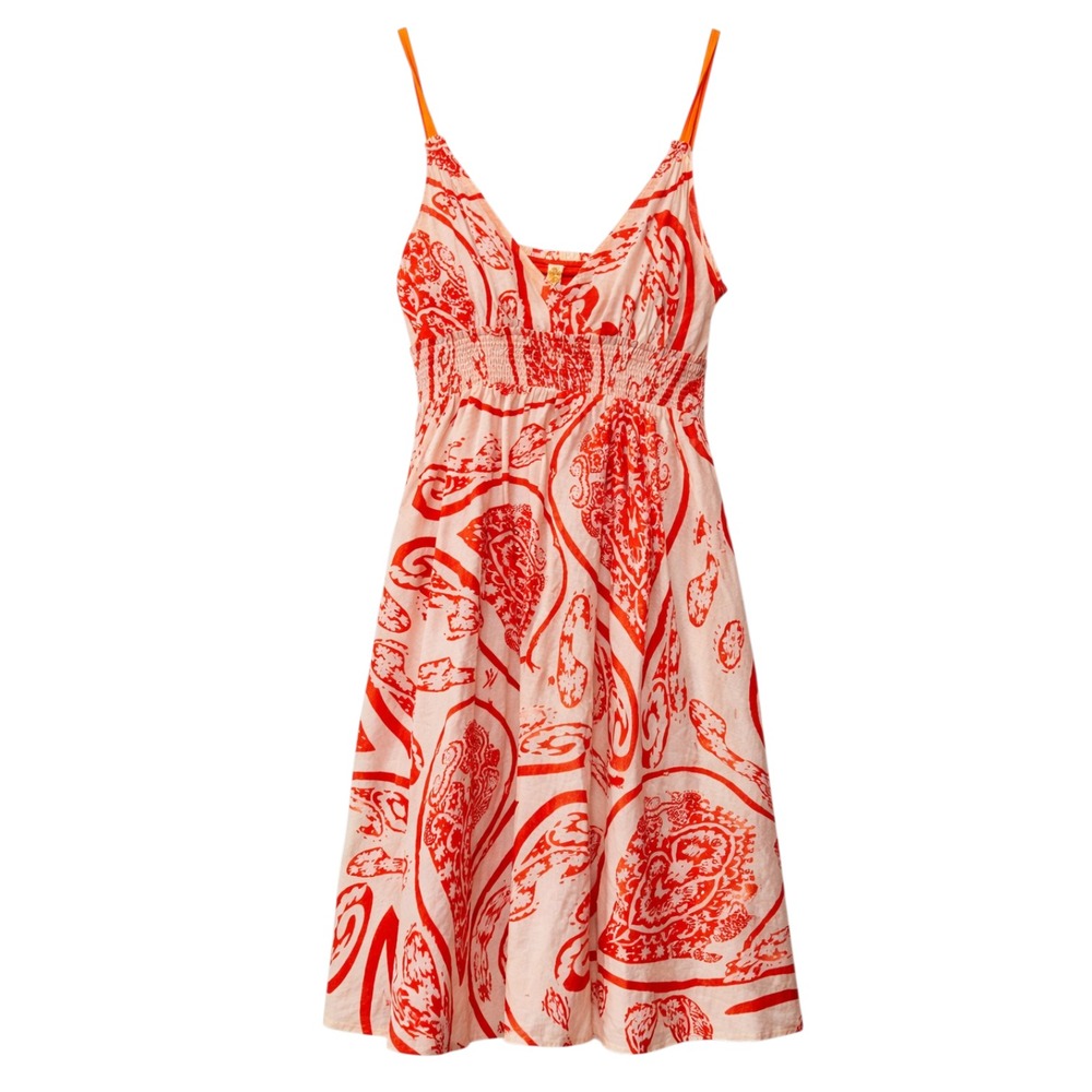 Maeve Anthropologie Y2K Babydoll Boho Paisley Dress Womens Small Tomato Girl